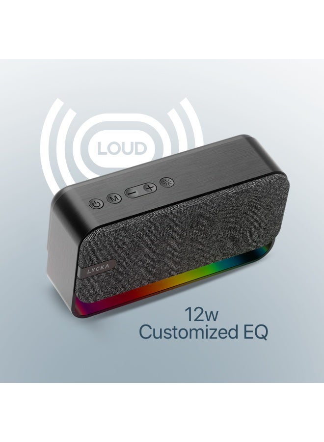 LYCKA Melody 10 Bluetooth Speaker | 12W Powerful Sound | RGB Light | Dual Pairing | FM Radio - Image 2